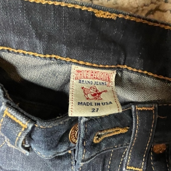 True Religion Jeans Womens Size 27 Blue Denim BECKY Bootcut Flap Pockets Logo - Picture 9 of 10